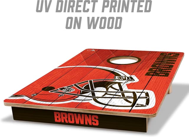 Detalle de YouTheFan NFL 2’ x 3’ All-Wood Cornhole Game with Logo Bags