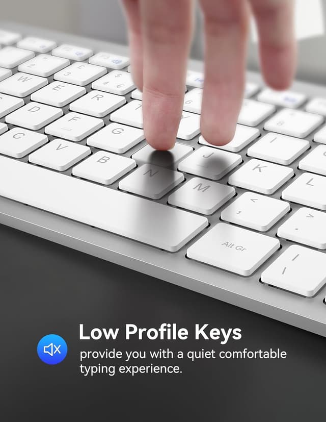 Detalle de TECKNET 2.4G Wireless Keyboard (Silver) – ultra-slim compact mini keyboard with media hotkeys