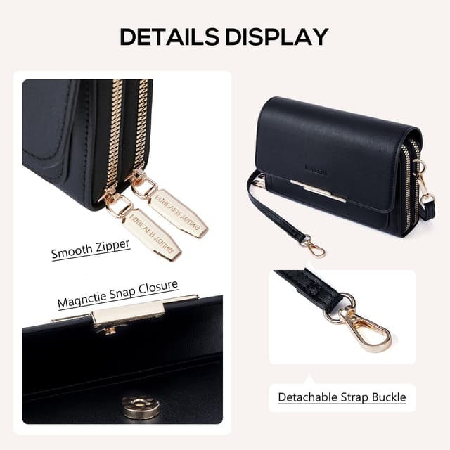 Detalle de Roulens Small Crossbody Phone Bag for Women (PU Leather) with Card Slots & Adjustable Strap
