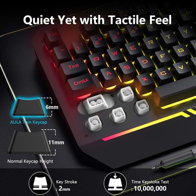 Detalle de AULA T102 104-Key Gaming Keyboard and Mouse Combo with RGB Backlit (USB Wired)