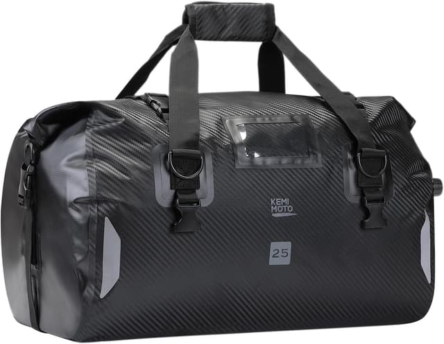 Detalle de KEMIMOTO Motorrad Hecktasche 25L (IPX6) – wasserdichte Gepäckrolle mit Schnellverschlussgurten