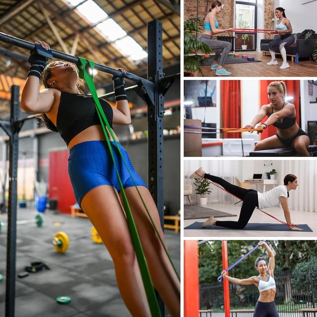 Detalle de Widerstandsbänder Set mit Türanker & Handgriffen – Trainings-Gummibänder für Kraftaufbau, Stretch & Klimmzug