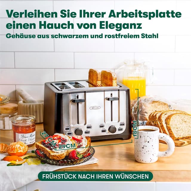 Thumbnail 1 de BELLA Tostadora 4 Rebanadas 🥪 Apagado Automático y Funciones