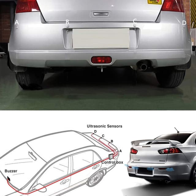 Thumbnail 5 de Aolead Sensori parcheggio posteriori 4 sensori radar nero