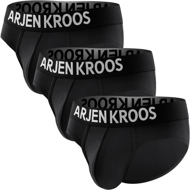 Detalle de Arjen Kroos men’s cotton briefs (3-pack) with soft stretch and low-rise fit