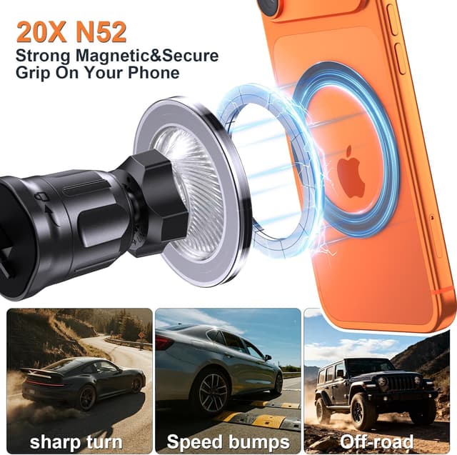 Detalle 2 de MOKPR Magsafe Car Mount 16 N52 magnets