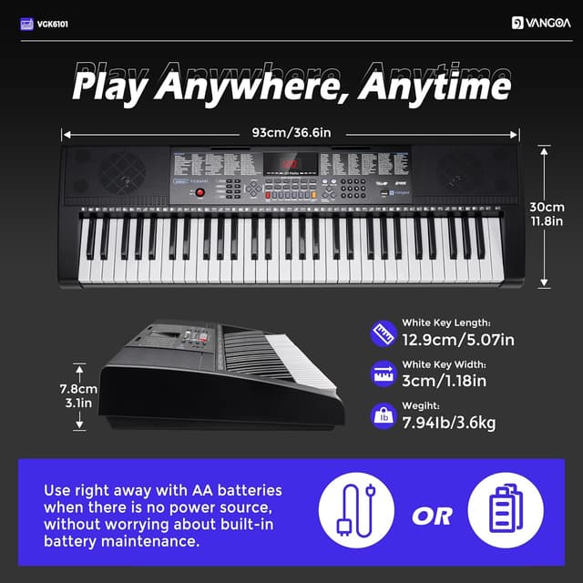Thumbnail 6 de Vangoa VGK6101 61-Key Electric Piano Keyboard 🎹