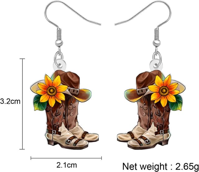 Detalle 1 de RAIDIN Acryl Cowboy Cowgirl Ohrringe 40 mm