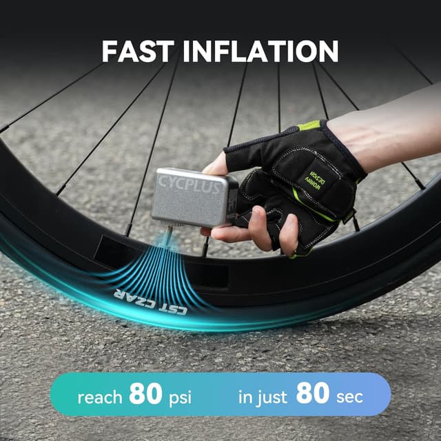 Detalle 2 de CYCPLUS AS2 Tiny E-Pump – ultrakleine elektrische Fahrradpumpe (100 PSI, Akku, kein Manometer)