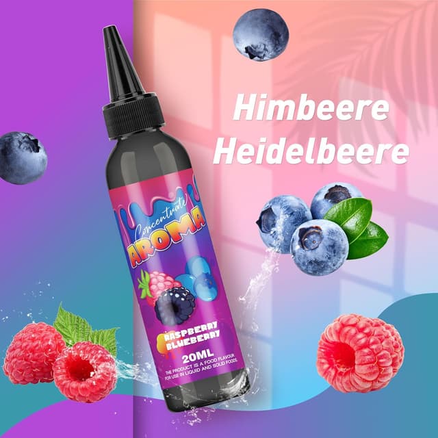 Detalle 2 de FURUN Himbeere & Blaubeere Aromakonzentrat (Lebensmittelaroma) 20 ml – zum Kochen und Backen, zum einfachen Mischen