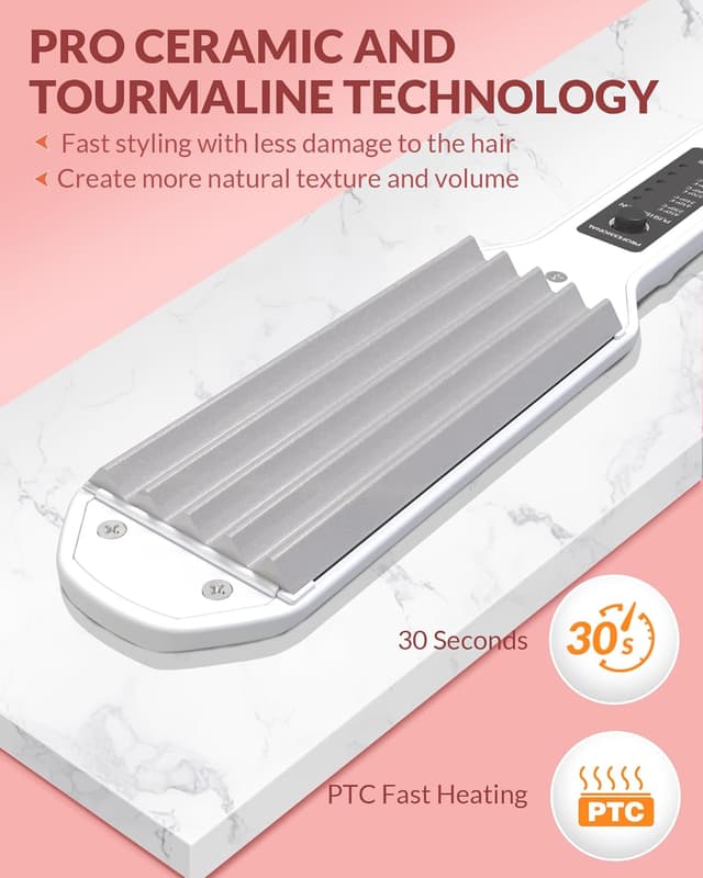 Detalle 2 de Hair Crimper for Women ceramic crimping iron with 5 temp settings and auto shut-off