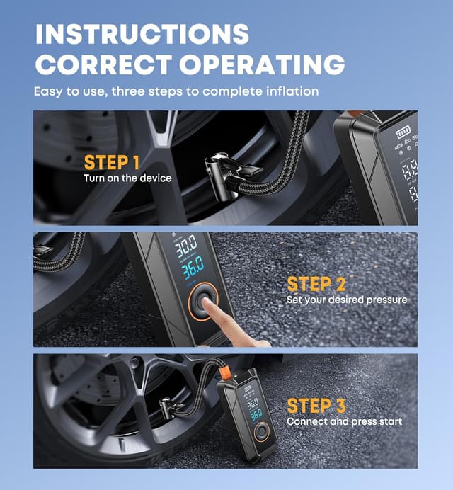 Thumbnail 4 de Tire Inflator Portable Air Compressor 12V