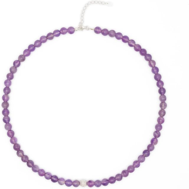 Detalle de BERGERLIN Echte Naturstein Perlenkette mit Amethyst-Perle, 925 Sterling Silber & Verschluss – mit Echtheitszertifikat