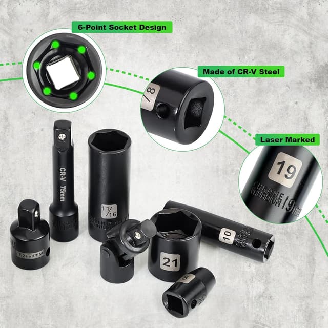Thumbnail 4 de DANGKIY 3/8" Impact Socket Set 50-Piece