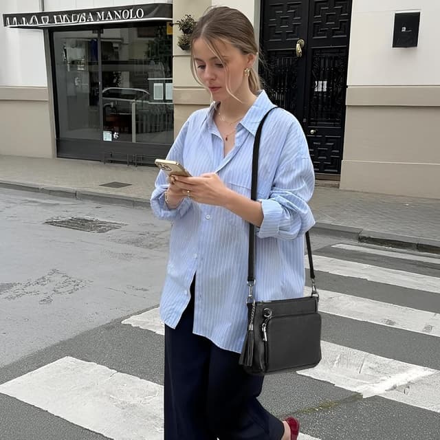 Detalle de befen Genuine Leather Crossbody Bag with Built-in Wallet, RFID Blocking & Anti-theft Clips (Small)