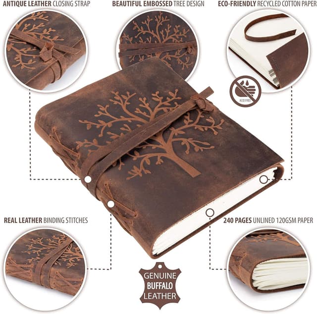 Thumbnail 3 de moonster Cuaderno de Cuero Árbol de la Vida 18x13 cm