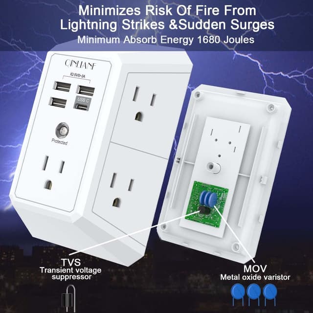 Thumbnail 5 de QINLIANF 5 Outlet Extender 4.8A USB ⚡