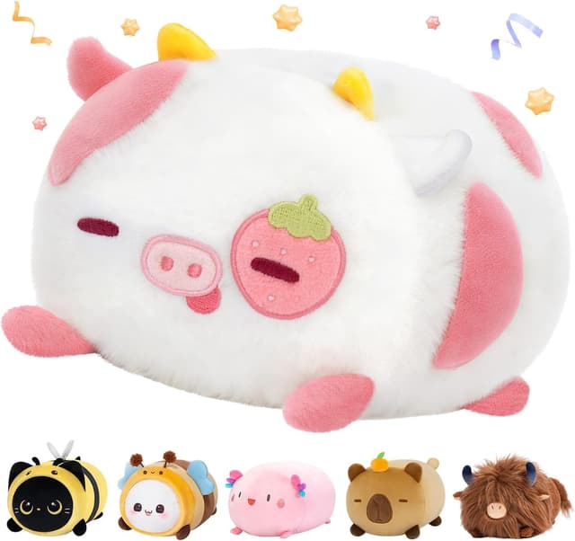 Detalle de Mewaii Peluche Vache Fraise Kawaii oreiller doux 40 cm
