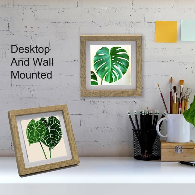 Detalle 2 de YiPinYin 6x6" (15x15cm) Square Wood Photo Frames Set of 3 with Acid Free Mount