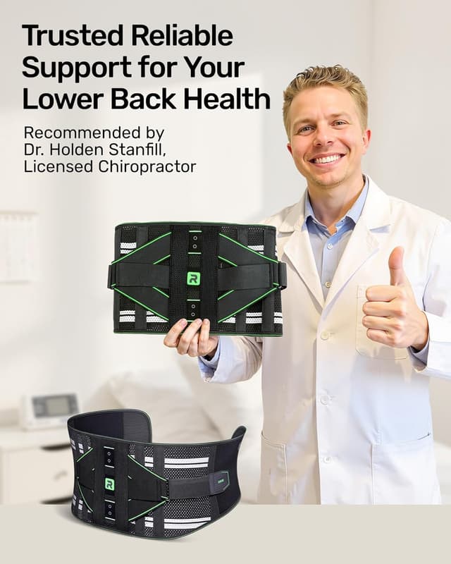 Detalle 2 de Rakiie Rückenstützgürtel für Damen & Herren mit 3D-Pad und 8-facher Lendenwirbelstütze (XL)