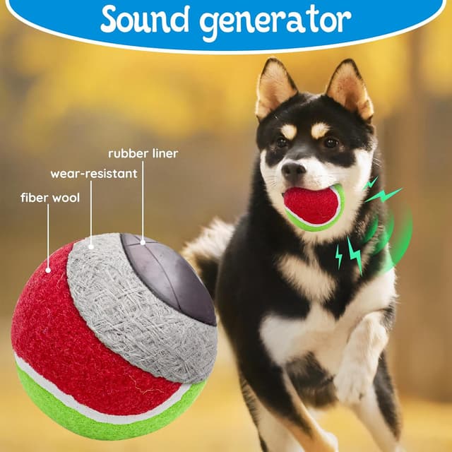 Detalle de Ousiya Squeaky Tennis Balls for Dogs (12 Pack, 6.5 cm) with Mesh Bag – Durable fetch and training toy