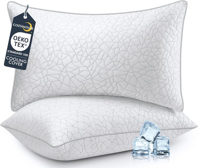 Detalle de COZSINOOR Queen Size Bed Pillows (Set of 2) with Cooling Down-Alternative Fill