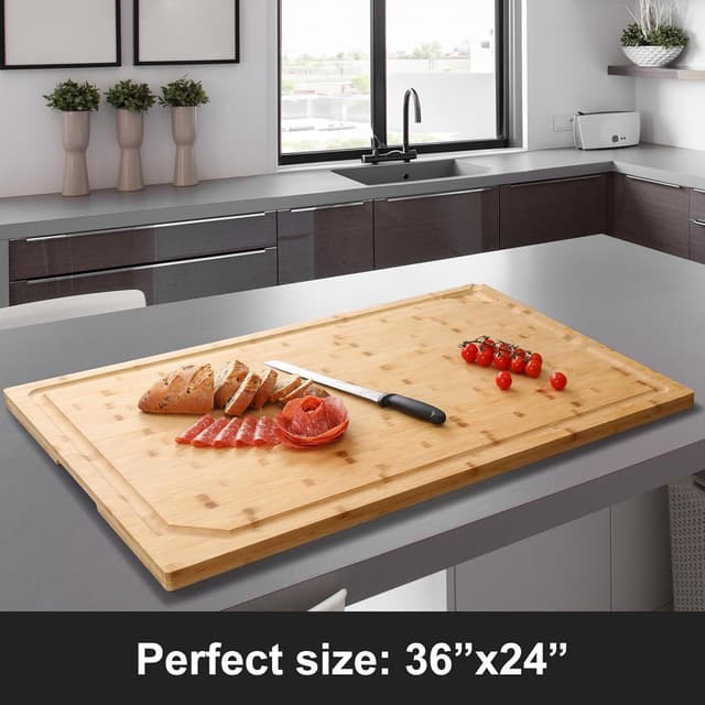Detalle 2 de HIWARE 36 x 24 Extra Large Bamboo Cutting Board with Juice Groove & Handle