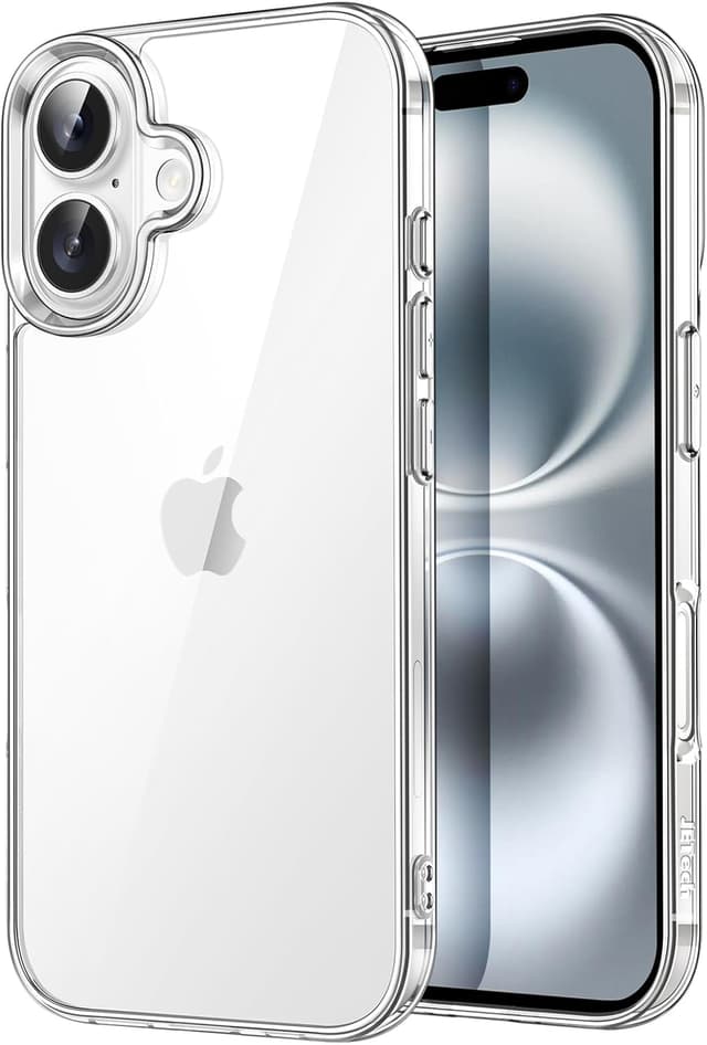 Detalle de JETech Clear Shockproof Bumper Case for iPhone 16 6.1-inch (Non-Yellowing, Anti-Scratch)