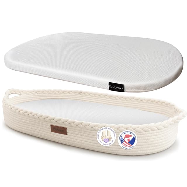 Detalle de Yunioo Wickelkorb Baby mit Reise-Wickelauflage – weiche, wasserabweisende Hülle