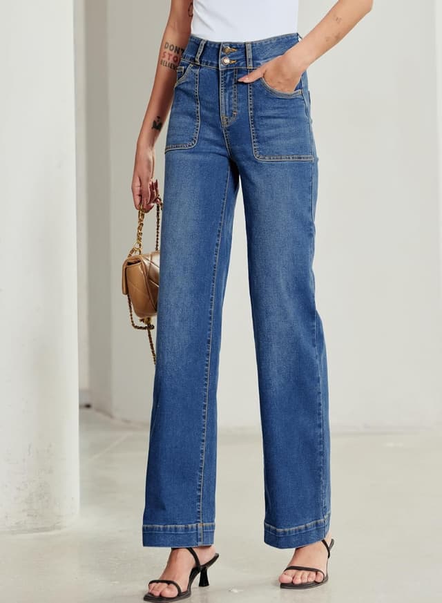 Detalle de Sidefeel Women’s Wide Leg Jeans High Waisted