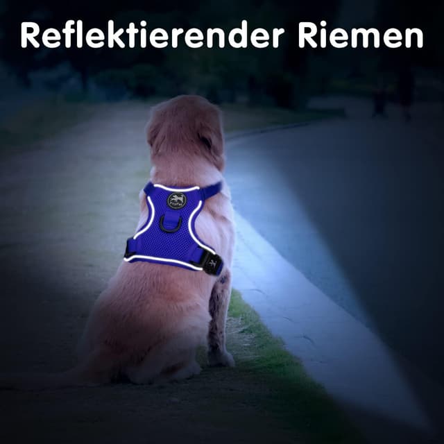 Detalle 2 de PoyPet reflektierendes, weiches Mesh-Hundegeschirr mit doppelter Polsterung (Königsblau), Größe L