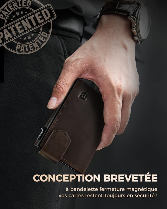 Detalle de LORZOR Portefeuille homme XXL avec porte-monnaie et porte-cartes RFID