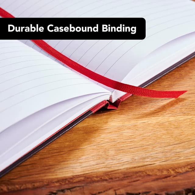 Detalle de A6 Oxford Black n’ Red casebound hardback notebook (ruled) – 192 pages, pack of 5