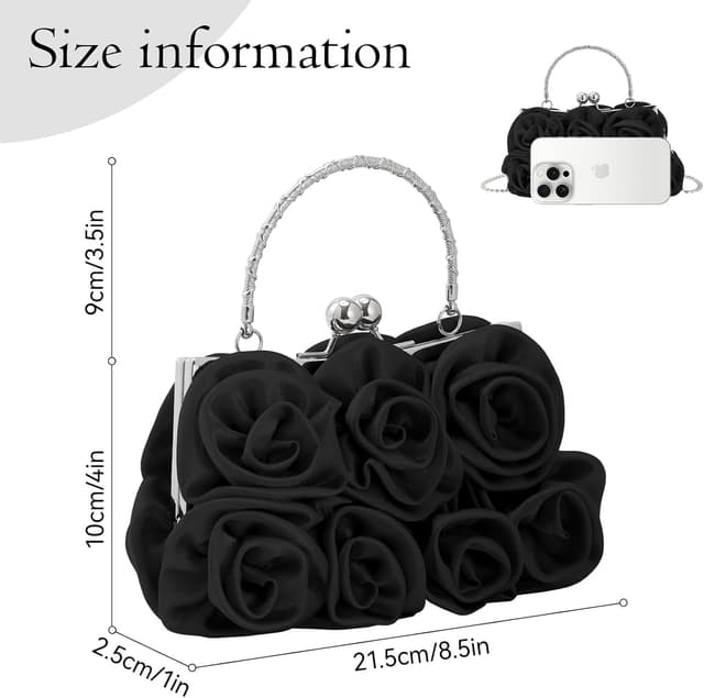Detalle de Wocharm women’s satin flower clutch purse for weddings and evening events