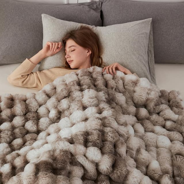 Detalle de COOVA Faux Fur Throw Blanket 50x60 ๐