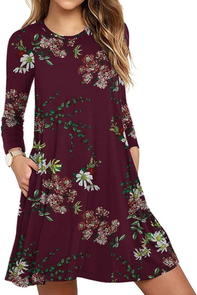 Detalle de PCEAIIH women’s swing t-shirt dress with side pockets (rayon & spandex)