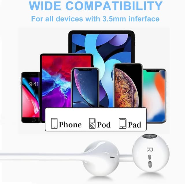 Detalle 2 de Thecoopidea Wired Lightning Earbuds with Microphone, Volume Control & Noise-Cancelling HiFi Sound