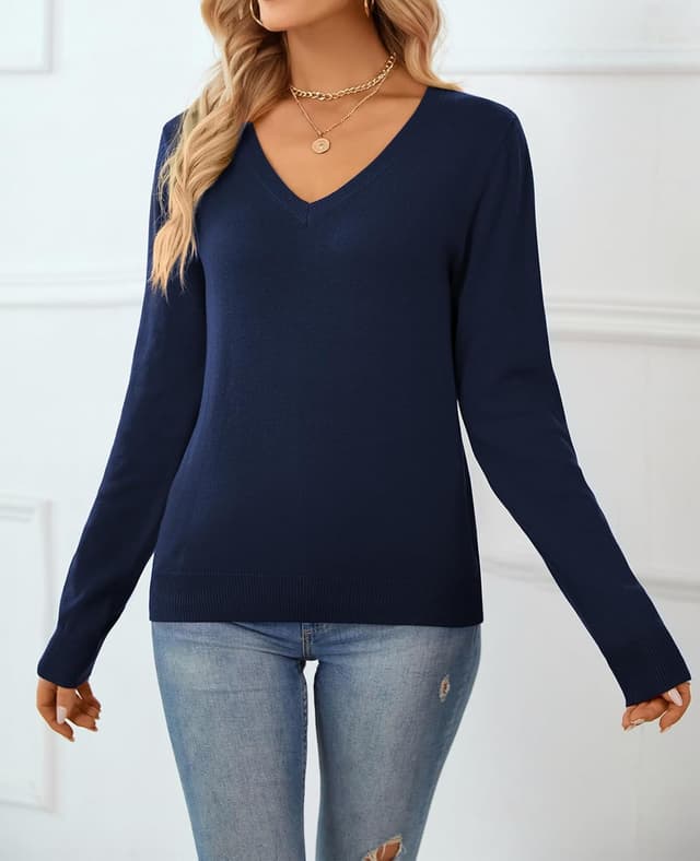 Thumbnail 6 de QUALFORT Damen Pullover aus 100% Baumwolle – leichter langärmeliger Basic-Strickpullover