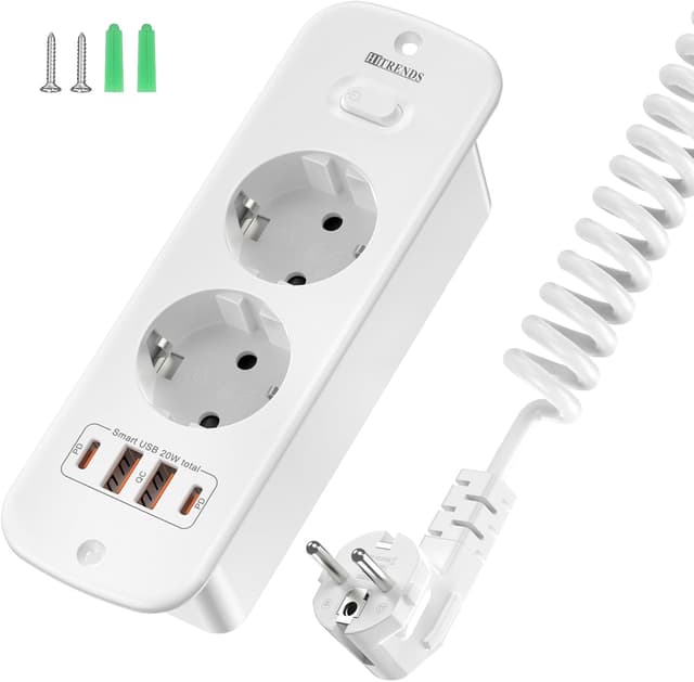 Detalle de TANXIS Presa a scomparsa da tavolo con 4 USB (2 USB A + 2 Type-C) e interruttore, bianca