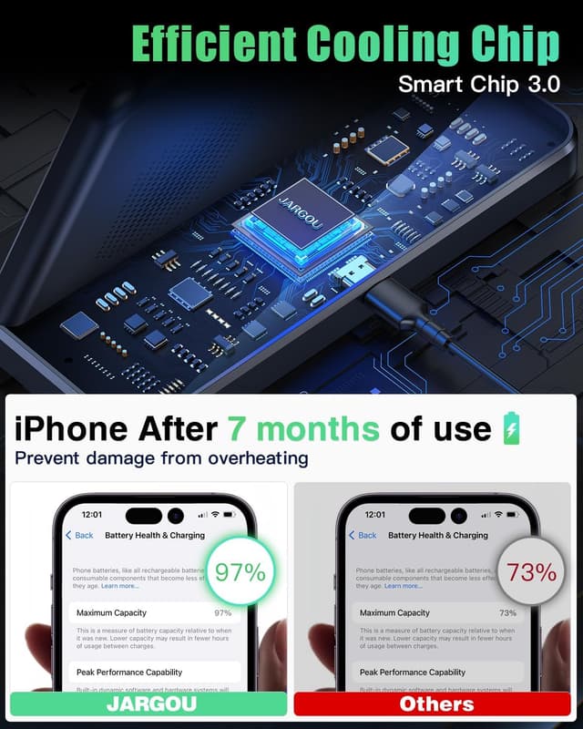 Detalle de JARGOU 3-in-1 Wireless Charging Station for iPhone 17 Pro Max