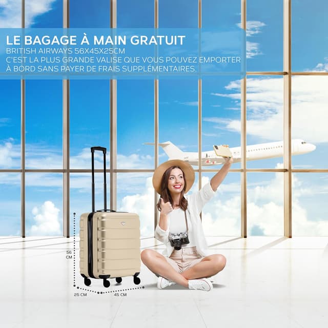 Detalle de Flight Knight Valigie rigida in ABS con 4 ruote Flight Knight, bagaglio a mano grande 56x45x25 cm