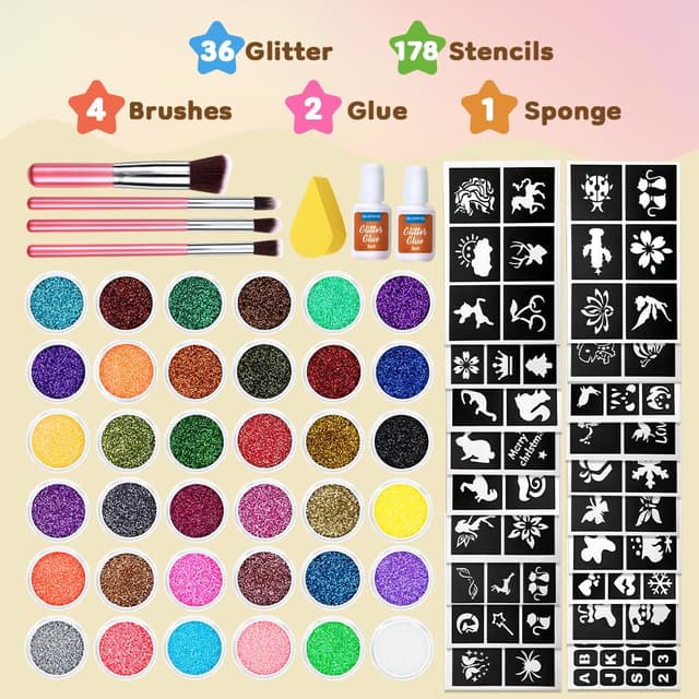 Thumbnail 6 de Bledras Glitzer Tattoo Set Kinder 178 Schablonen