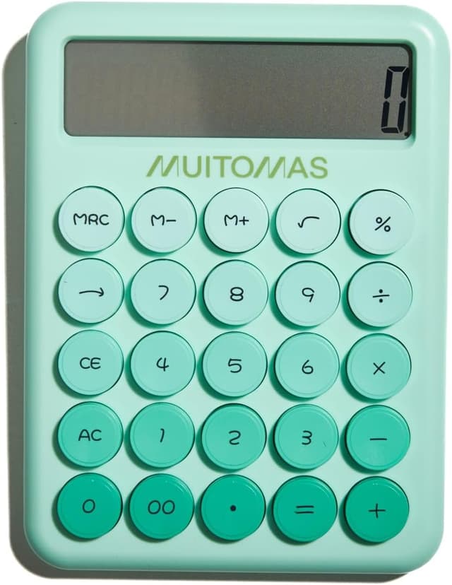 Detalle de Muitomas Calcolatrice tascabile con display ampio fino a 12 cifre, batteria AAA (Peach Fuzz)