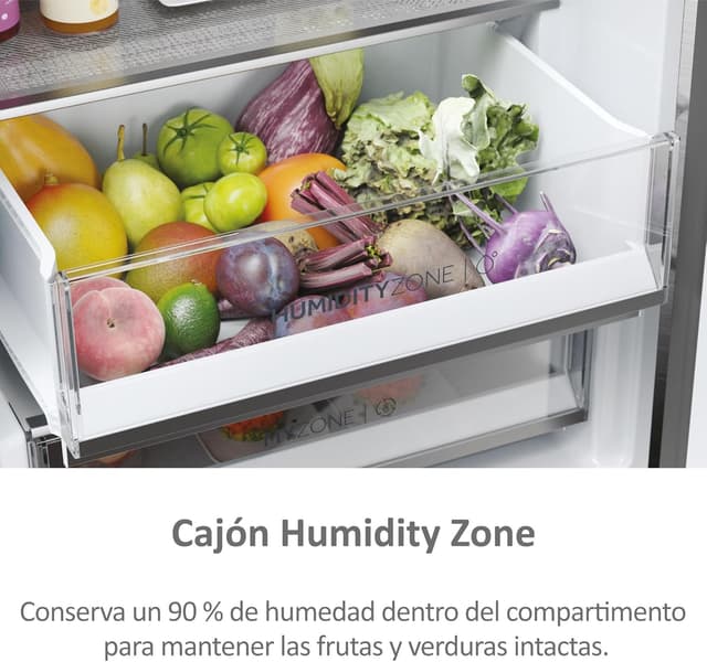 Thumbnail 6 de Haier 3D 60 Series 5 HTW5618ENMG - Frigorífico Combi, WIFI, Botellero, Funciones Inteligentes, 360L, My Zone, Cajón Humidity Zone, Total No Frost, Ancho 59,5cm, Motor Inverter, Luz LED, Inox
