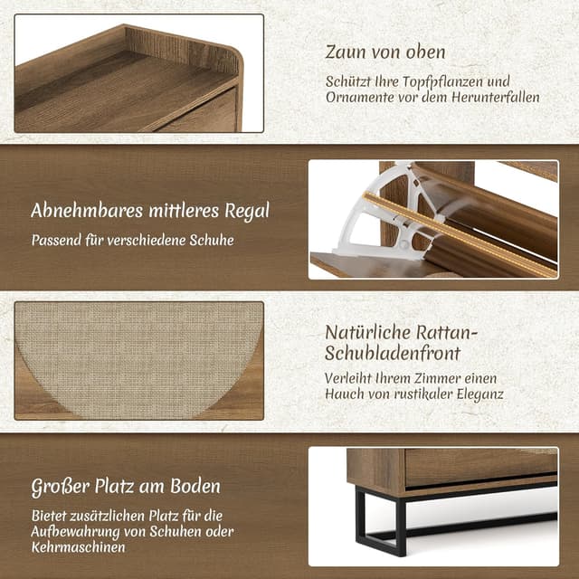 Detalle de BonVache Schuhschrank schmal 2 Klappen