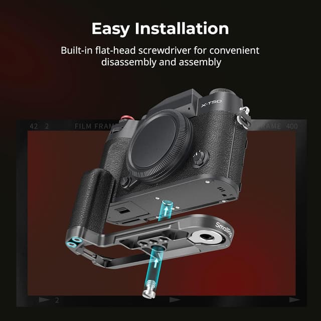 Detalle de SMALLRIG X-T50 Handgriff (4783C) – L-förmiger Silikongriff für Fujifilm X-T50 mit Arca-Schnellwechselplatte