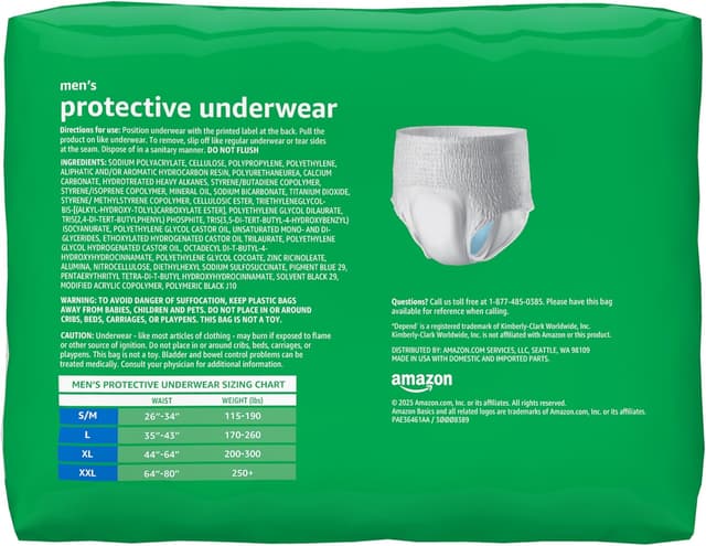 Thumbnail 1 de Amazon Basics Incontinence Underwear Small/Medium 60 count 🩲
