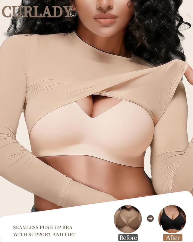 Detalle 2 de Curlady Women’s Wireless Jelly Bra (Seamless, Non-Wired) – Soft Padded T-Shirt Bralette