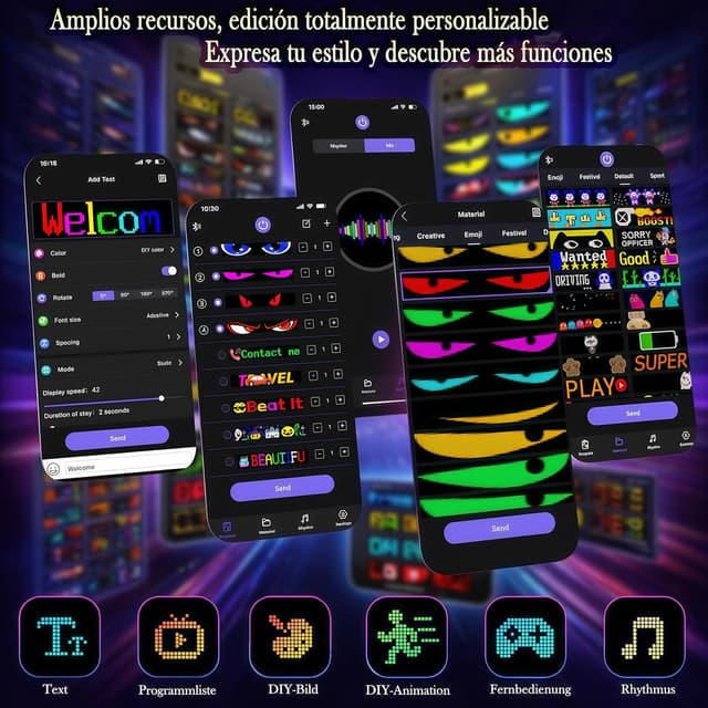 Thumbnail 3 de Auto LED Augen „Teufelsaugen“ – programmierbares USB-LED-Display (2 Stück) für Front- und Heckscheibe, IP68, wasserdicht