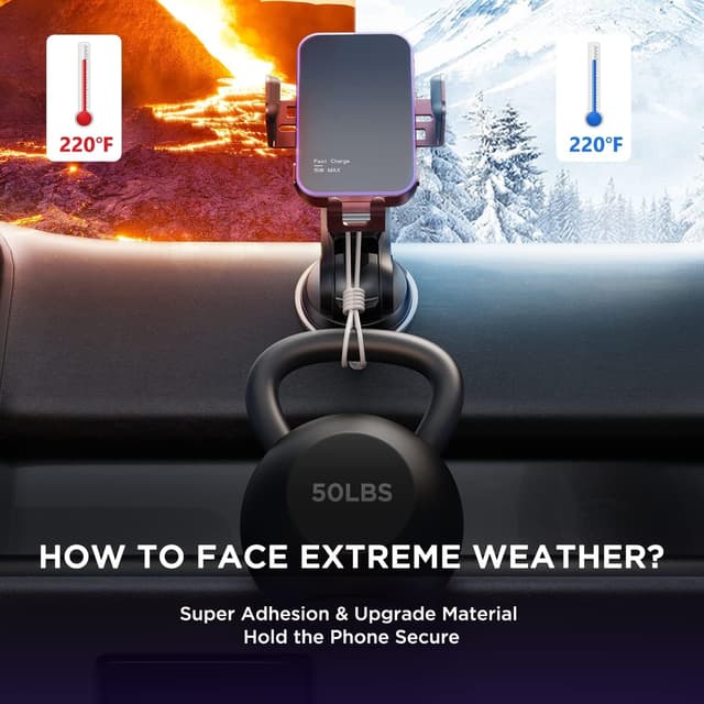 Detalle 2 de MOSURR 15W Wireless Charging Car Phone Holder with RGB Backlit Auto-Clamp (Red)